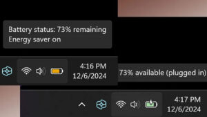 windows 11 batarya göstergesi