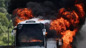 yolcu otobüsü yangın